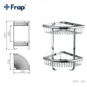 Полка-решетка 2-ярусная с крючками угловая Frap F352-1