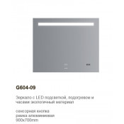 Зеркало с подсветкой и часами Gappo G604-09 600 mm