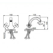 Смеситель для раковины Frap F1018 с керамическими ручками