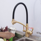 Смеситель для кухни с подключением фильтра для питьевой воды Gappo G4398-13, черный/золото
