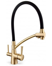 Смеситель для кухни с подключением фильтра для питьевой воды Gappo G4398-13, черный/золото Смеситель для кухни с подключением фильтра для питьевой воды Gappo G4398-13, черный/золото