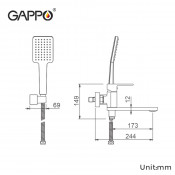 Смеситель для ванны Gappo G3283