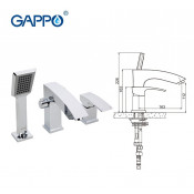 Смеситель на борт ванны Gappo G1107 на 3 отверстия
