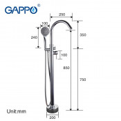 Смеситель напольный для ванны Gappo G3098