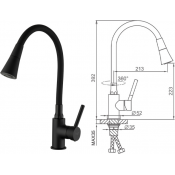 Смеситель для кухни Frap F4044-6, чёрный Смеситель для кухни Frap F4044-6, чёрный