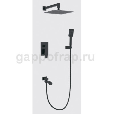 Душевой комплект (встраиваемый) Gappo G7107-6 с 3 функциями, чёрный