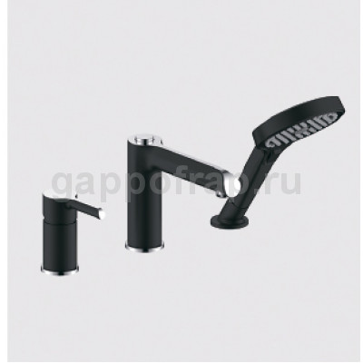 Смеситель на борт ванны Gappo G1103-6 на 3 отверстия, черный/хром