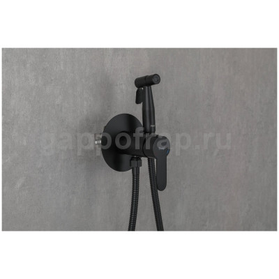 Смеситель Frap F72801-6 с гигиеническим душем скрытого монтажа, чёрный