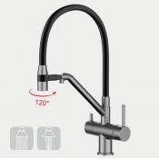 Смеситель для кухни Gappo G4398-89 с подключением фильтра питьевой воды, черный/оружейная сталь Смеситель для кухни Gappo G4398-89 с подключением фильтра питьевой воды, черный/оружейная сталь