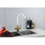 Смеситель для кухни Gappo G4395-33 с подключением фильтра, белый/золото Смеситель для кухни Gappo G4395-33 с подключением фильтра, белый/золото