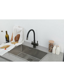 Смеситель для кухни Gappo G4395-39 с подключением фильтра, черный/оружейная сталь Смеситель для кухни Gappo G4395-39 с подключением фильтра, черный/оружейная сталь