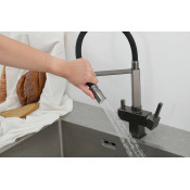 Смеситель для кухни Gappo G4395-59 с подключением фильтра, оружейная сталь/черный Смеситель для кухни Gappo G4395-59 с подключением фильтра, оружейная сталь/черный