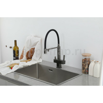 Смеситель для кухни Gappo G4395-59 с подключением фильтра, оружейная сталь/черный Смеситель для кухни Gappo G4395-59 с подключением фильтра, оружейная сталь/черный