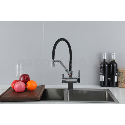 Смеситель для кухни Gappo G4395-60 с подключением фильтра, хром/черный Смеситель для кухни Gappo G4395-60 с подключением фильтра, хром/черный