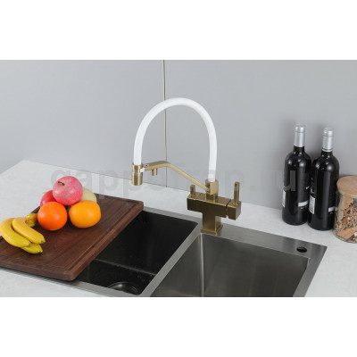 Смеситель для кухни Gappo G4395-63 с подключением фильтра, белый/золото Смеситель для кухни Gappo G4395-63 с подключением фильтра, белый/золото