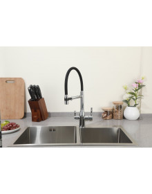 Смеситель для кухни Frap F4398 с подключением фильтра питьевой воды, черный/хром