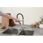 Смеситель для кухни Frap F4398-5 с подключением фильтра питьевой воды, черный/сатин