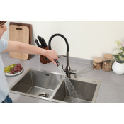 Смеситель для кухни Frap F4398-9 c подключением фильтра питьевой воды, черный/оружейная сталь