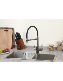 Смеситель для кухни Frap F4398-9 c подключением фильтра питьевой воды, черный/оружейная сталь