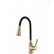 Смеситель для мойки Frap F4044-3 с гибким изливом, матовое золото/черный Смеситель для мойки Frap F4044-3 с гибким изливом, матовое золото/черный