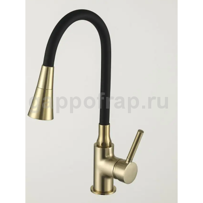 Смеситель для мойки Frap F4044-3 с гибким изливом, матовое золото/черный Смеситель для мойки Frap F4044-3 с гибким изливом, матовое золото/черный