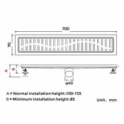 Душевой трап Gappo G85007-33 500х70, золото
