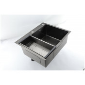 Мойка для кухни с коландером Gappo GS5040-6 0,8 мм 500x400x215 мм, чёрный