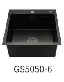 Мойка для кухни с коландером Gappo GS5050-6 0,8 мм 500x500x215 мм, чёрный