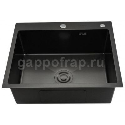 Мойка для кухни с коландером Gappo GS6050-6 0,8 мм 600x500x215 мм, чёрный