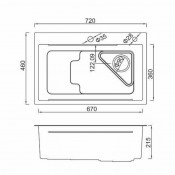 Мойка для кухни с коландером Gappo GS7246 0,8 мм 720x460x215 мм, сатин