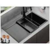 Мойка для кухни с коландером Gappo GS7850-6R 0,8 мм 780x500x215 мм, чёрный