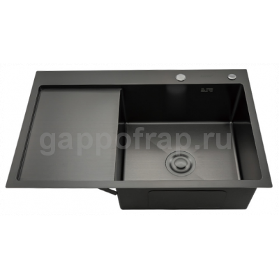 Мойка для кухни с коландером Gappo GS7850-6R 0,8 мм 780x500x215 мм, чёрный