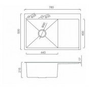 Мойка для кухни с коландером Gappo GS7850-6L 0,8 мм 780x500x215 мм, чёрный