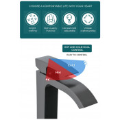 Смеситель для раковины высокий Gappo G1007-89, оружейная сталь