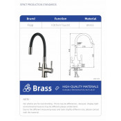 Смеситель для кухни с подключением фильтра для питьевой воды Frap F4396-15, черный хром Смеситель для кухни с подключением фильтра для питьевой воды Frap F4396-15, черный хром