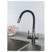 Смеситель для кухни с подключением фильтра для питьевой воды Frap F4396-15, черный хром Смеситель для кухни с подключением фильтра для питьевой воды Frap F4396-15, черный хром