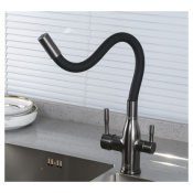 Смеситель для кухни с подключением фильтра для питьевой воды Frap F4396-15, черный хром Смеситель для кухни с подключением фильтра для питьевой воды Frap F4396-15, черный хром