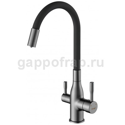 Смеситель для кухни с подключением фильтра для питьевой воды Frap F4396-15, черный хром Смеситель для кухни с подключением фильтра для питьевой воды Frap F4396-15, черный хром