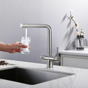 Смеситель для кухни с подключением фильтра для питьевой воды Frap F43899-3, сатин Смеситель для кухни с подключением фильтра для питьевой воды Frap F43899-3, сатин