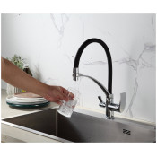 Смеситель для кухни Frap F4369 с подключением фильтра для питьевой воды, черный/хром