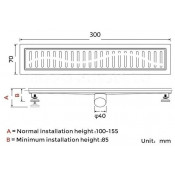 Душевой трап Gappo G84007-4 70*400, сатин Душевой трап Gappo G84007-4 70*400, сатин