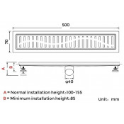 Душевой трап Gappo G88007-36 70х800 мм, чёрный Душевой трап Gappo G88007-36 70х800 мм, чёрный