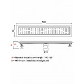 Душевой трап Gappo G88007-36 70х800 мм, чёрный Душевой трап Gappo G88007-36 70х800 мм, чёрный