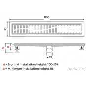 Душевой трап Gappo G88007-36 70х800 мм, черный Душевой трап Gappo G88007-36 70х800 мм, черный