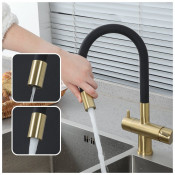 Смеситель для кухни с подключением фильтра питьевой воды Gappo G4398-33, бронза+черный Смеситель для кухни с подключением фильтра питьевой воды Gappo G4398-33, бронза+черный