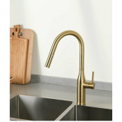 Смеситель для кухни, с выдвижным изливом Gappo G4398-43, сатин золотой