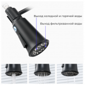 Смеситель для кухни Gappo G4398-66 с подключением фильтра питьевой воды c гибкиv изливом, черный Смеситель для кухни Gappo G4398-66 с подключением фильтра питьевой воды c гибкиv изливом, черный