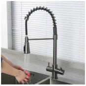 Смеситель для кухни Gappo G4398-69 с подключением фильтра питьевой воды c гибкиv изливом, оружейная сталь Смеситель для кухни Gappo G4398-69 с подключением фильтра питьевой воды c гибкиv изливом, оружейная сталь