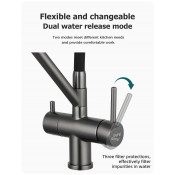 Смеситель для кухни с фильтром питьевой воды Gappo G4398-80, черный/хром Смеситель для кухни с фильтром питьевой воды Gappo G4398-80, черный/хром