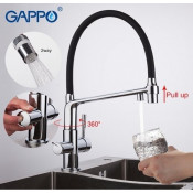 Смеситель для кухни с фильтром питьевой воды Gappo G4398-80, черный/хром Смеситель для кухни с фильтром питьевой воды Gappo G4398-80, черный/хром
